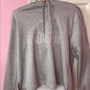Adidas Climawarm Cropped Gray Hoodie